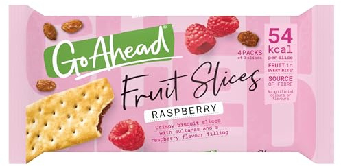 Go Ahead Raspberry Crispy Fruit Slices Snack Bars Multipack, 4 x 43.6 g (4 Bars in One Pack), 174.4 g Total