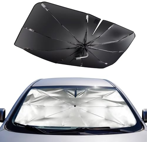 Mulor Parasol Parabrisas Coche Parasol Coche Delantero Plegable Paraguas Barra de Soporte Doblar 360°Rotatoria