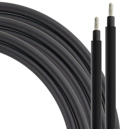 SeKi Solcellskabel 6 mm² 10 meter H1Z2Z2-K svart PV-kabel för solmoduler; upp till 1500 V; flexibel, dubbel isolering, ren kopparkabel; ring