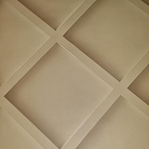 SOPHIE LAURENCE Mustard Yellow Wallpaper 3D Wood Treillis Old Gold Textured Paste The Wall - Wallpaper for Bedroom Adults