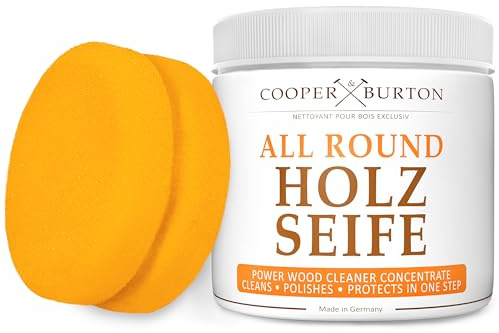 Intensiv rengöring och vårdkoncentrat | rengöringsmedel och vårdprodukter för felfri renhet | Mycket produktiv och obegränsat hållbar COOPER & Burton (trätvål + svamp)