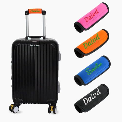 ZXH Envoltura personalizada para asa de equipaje con nombre, fundas de equipaje bordadas personalizadas, identificadores para accesorios de viaje, etiquetas de equipaje personalizadas, envolturas de