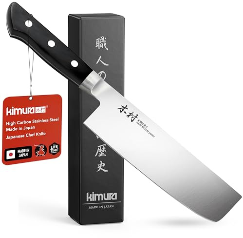 Kimura Nakiri Knife, [Made in Japan], 6.5 inch Professional Chef Knife, Ultra Sharp High Carbon Molybdenum Stainless Steel Kitchen Knives, Chefs Knife with Ergonomic Handle - Japanese Chef's Knife