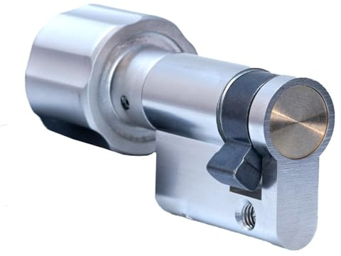 Profil-Halbzylinder mit Knauf 30K/10 mm | Mit Standardknauf | Ohne Schlüssel | Blinde Zylinderrückseite | Für Badezimmer, WC, Schuppen, Kellertür, Lagertür, Panzerriegeln | Nickel matt