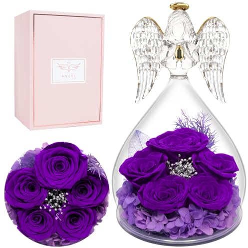 Miofula Rosa Stabilizzata Angelo Festa della Mamma Idee Regalo Mamma Nonna,Rose Stabilizzate Regalo Donna Compleanno,Rosa Eterna Regali Anniversario per Lei,Fiori Stabilizzati Regali Festa della Mamma