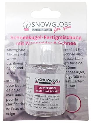 Fertigmischung mit Wasserklar und Schnee | für Bastelset DIY Schneekugel Do it Yourself | 15 ml Inhalt | 40120