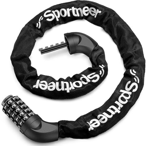 Sportneer Candado de bicicleta de alta seguridad para bicicleta, combinación de 5 dígitos, antirrobo, accesorios para bicicleta, motocicleta, scooter, puerta