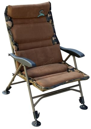 CARPZILLA Foldable Recliner Fishing Chair Armchair Adjustable Backrest Leg Rotating Feet Durable Portable Oxford Fabric Heavy Duty Padded 5CM Cushion 150KG Weight Limit Equipment Accessories FC06 Camo