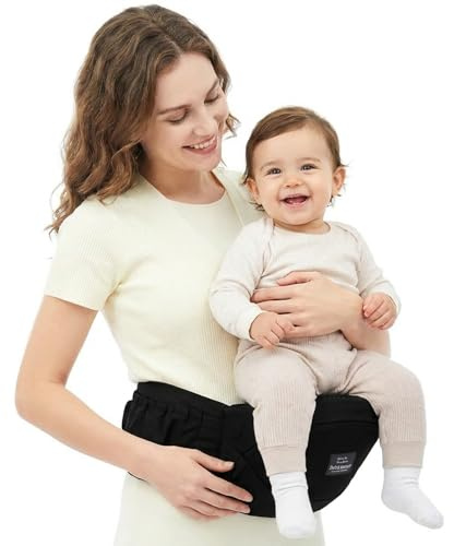 Bebamour Marsupio per neonato Hip Seat 0-36 mesi, leggero, 3 in 1, da neonato a bambino, HipSeat (nero)