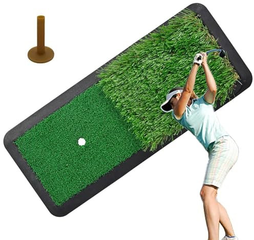 Golf Hitting Mats, Practice Swing Trainer, Pad Divot Mats, Multifunctional Anti-Slip Turf, Short & Long Grass, Driving, Putting, Batting, Chipping, Swing Detection