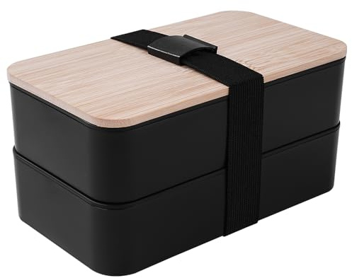 Hominas Contenitore per il pranzo Bento da 1200 ml, a prova di perdite, con scomparti, portapranzo con divisori per forchetta e cucchiaio, per ufficio e scuola