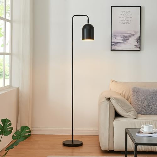 lux.pro Lampada da Terra con Paralume Cilindrico Piantana da Terra in Metallo Lampada a Stelo Alta 159 cm per Salotto Camera da Letto Studio - Nero