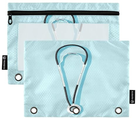 2-pack pennfodral väskor för 3 ringar pärm genomskinliga fönster pennväskor pärm pennfodral med dragkedja kontor högskola tillbehör läkare dag skalpell