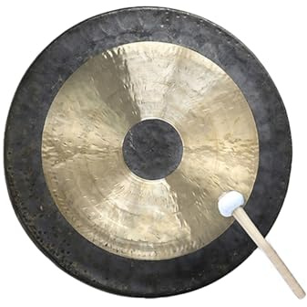trummor och gonggonger， Mässingsgong slagverksinstrument kinesiska blåsgongar for ljudterapi, meditation och yoga guld-40cm(18cm)