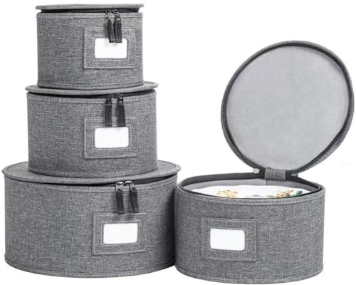 Ericetion 4 Cajas De Almacenamiento De Porcelana para Platos De Cena con Tapa, Redondas, para Cocina, para Mover Y Transportar Platos Redondos.