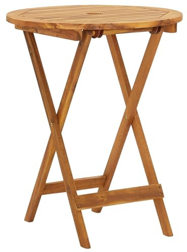 Homgoday Juego de bistró 3 piezas plegable de madera maciza de acacia