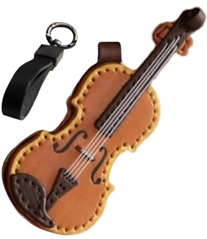 Liten Violin Nyckelring - Nyckelring För Violin, Liten Läder Musik Bilhänge, Musikinstrument Miniatyr Hänge | Handväska Verktyg För Män Kvinnor,