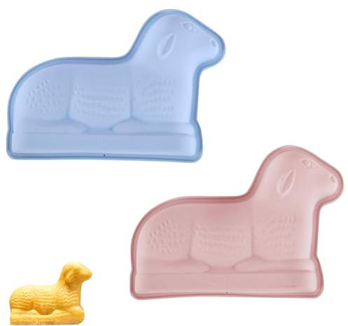 SilverChry Set da 2 Stampo Agnello Pasquale in Silicone, Stampo per Dolci per Pasqua, Capacità 1,2L, Stampi in Silicone per Dolci per Torta Agnello e Dolci Pasquali
