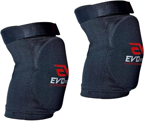 EVO Fitness Elbow Support Men Women Elbow Pads Brace Sleeves for Weightlifting Support Gym Powerlifting Compression Training Fitness Workout Wraps Elasticated Shield Protector ((Junior-S/M))