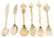 Yosoo 6Pcs Retro Vintage Style Zinc Alloy Carved Coffee Ice Cream Fruit Dessert Spoons and Fork, Golden/Sliver/Red Brass/Antique Brass (Color : Gold)