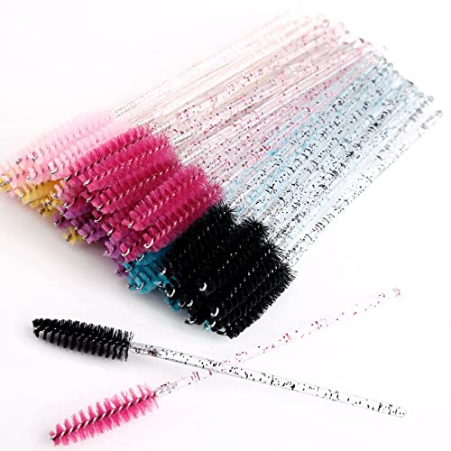 MSQ 60 Pack Einweg Wimperntusche Zauberstäbe Augenbrauenbürsten Applikator 6 Farben Make-up Kosmetikbürste Mit Kristallgriff Für Wimpernverlängerung