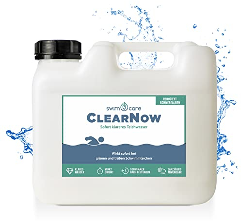 swimcare® ClearNow - 5 Liter - Sofort klareres Teichwasser - Für klareres Wasser ohne Schwebealgen im Schwimmteich - Sofortige Wirkung, schnelles Aufklaren, reduziert Schadstoffe
