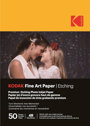 KODAK Fine Art Paper - Texturiertes Premium-Fotopapier, Pack mit 50 Blättern, Format A6 (10 x 15 cm), Matt mit Gravure-Effekt, 210 g/m², Kompatibel mit allen Tintenstrahldruckern
