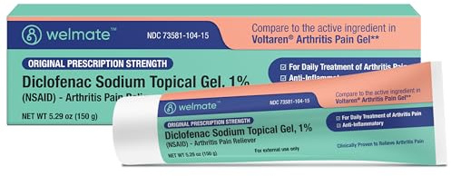 WELMATE - Diclofenac Sodium Topical Gel 1% (5.29 oz) - Arthritis Pain Reliever & Mobility Aid - Pain Relief Cream/Gel