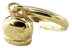 Cavaliere Gioielli Anello con Campanella Dorata Capri Argento 925 Pendente Regolabile Donna Ragazza
