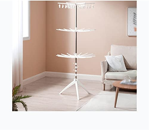 Tendedero de almacenamiento conveniente para hotel/hogar Perchero de secado de ropa plegable multifuncional para balcón y jardín - Diseño en forma de paraguas Tendedero de ropa (tamaño: dos capas)