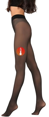 Couture Sheer Look Thermal Opaque Tights - 100 Denier Thermal Tights, Fake Translucent Tights, Skin Tone Warm Winter Tights for Women