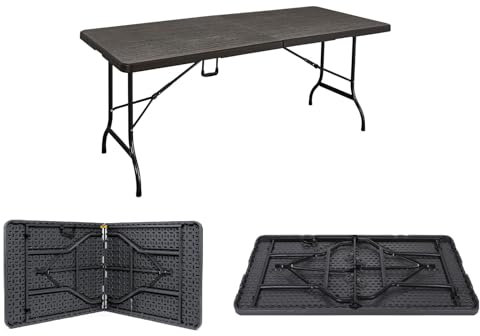 sinlikon Tavolo Pieghevole da Pranzo da Giardino, Robusto, Stabile, Impermeabile, Nero (180x73x70CM)