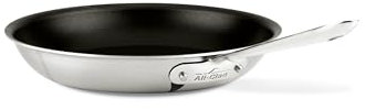 All-Clad D5 10 Inch Brushed Stainless Steel Pro Non Stick Frying pan, 5-Ply Stainless Steel Pan, Induction, Oven Broiler Safe 500F, Pancake Egg Pan, Skillet, Professional Cookware, Silver