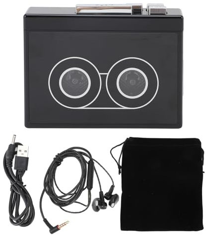 Reproductor de Cassette Topincn, Convertidor de Grabadora Portátil Altavoz con Toma de Auriculares, Sonido Estéreo Completo, Reproducción Mp3 de USB, Radio FM (A)