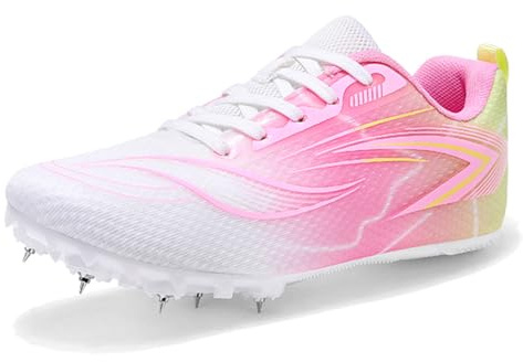 REIJAX Scarpe da Atletica Leggera da Donna e da Ragazza, Scarpe da Ginnastica da Corsa con 7 Chiodi Rimovibili, Scarpe da Salto Traspiranti e Leggere, Scarpe da Corsa Sprint Professionali, 35-41 EUU