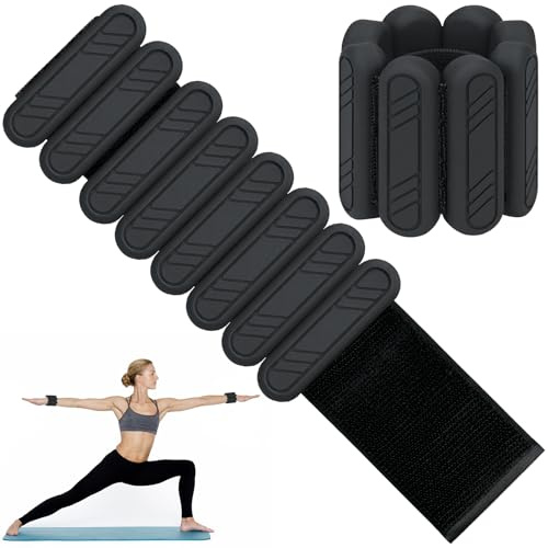 KOOOGEAR Lot de 2 poids réglables pour poignets et chevilles pour fitness, pilates, yoga, aérobic et jogging (noir, 2x0.25 kg)