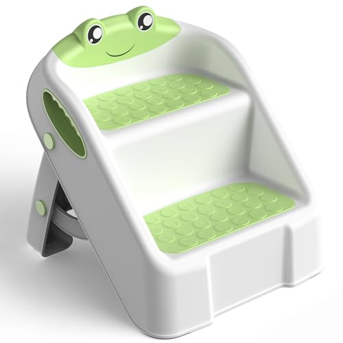 Sgabello Bambini, Scalino Per Bambini bagno Robusto Scaletta a 2 Gradini per Bagno, Lavandino e Toilette, Compatta e Antiscivolo per Bagno, Cucina, WC e Lavandino, Sopporta Fino a 90 kg