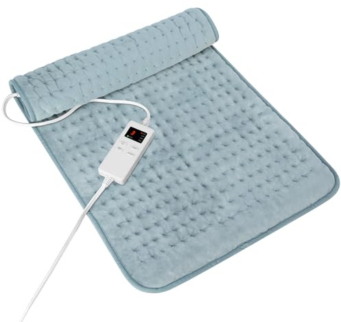 Heating Pad for Period Cramps, Heating Pad for Back/Neck/Shoulder Muscle Pain, 6 Heating&4 Timer Setting, Auto Shut Off, Dry/Moist Heat & Machine Washable, Gray Birthday Christmas Gifts for Women Mom