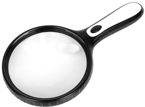 SINZONEu® Loupe Grossissante avec 4 LED, Double Grossissement 5X/15X pour Lecture, Bijoux, Seniors et Enfants - Loupe Éclairante Main Libre Malvoyant