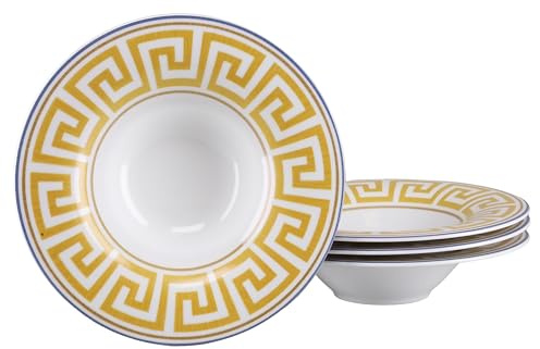 Creatable, 24749, serie Gourmet Athena, 4-delat porslinsset för 4 personer, pastatallrikar av porslin, diskmaskins- och mikrovågsugnssäker, tillverkad i Europa