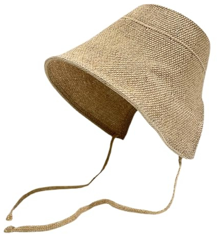 Cappello a tesa larga – Cappello estivo vintage con visiera traspirante in cotone e lino | Elegante, pieghevole, protezione UV da donna, outdoor, trekking, viaggi, giardinaggio, campeggio, golf