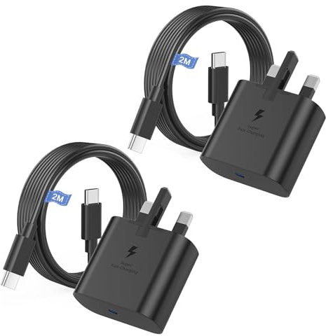Samsung Fast Charger USB C 2M Long Type C Phone Charging Cable and Plug USBC 2Pack for Samsung Galaxy S26 S25 S24 S23 S22 S21 S20 A17 A16 A15 A23 A25 A26 A33 A34 A35 A36 A52 A53 A54 A55 A56 A41 A70