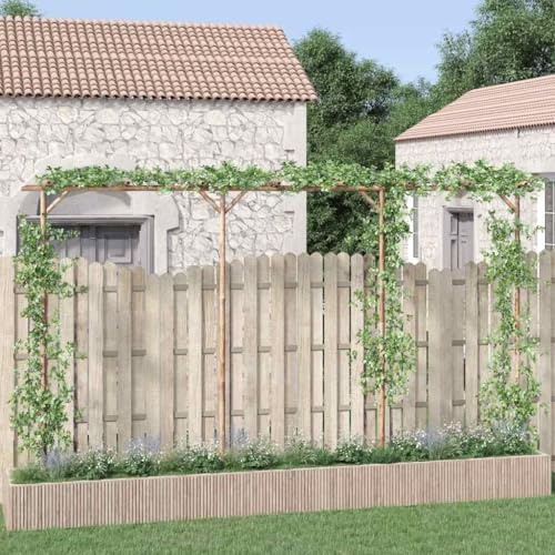 Kaloriko Pergola bambulusthus 385 x 40 x 205 cm naturligt växtstöd med väderbeständig konstruktion som dekorativ lövgång och spaljé för rosor clematis murgröna
