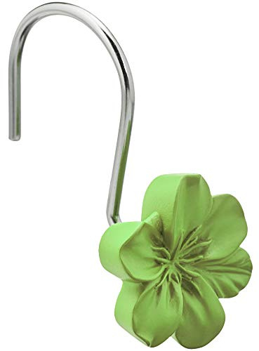 Amazon Basics - Ganci per tenda da doccia, a forma di fiore, colore verde, 12 Unità