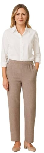 Inspire Me Ladies Womens Half Elasticated Waist Work Trousers Machine Washable Casual Stretch Trousers with Pockets Pants (Beige, 18 W 29 L)