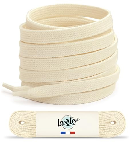 Laceter Lacets Plats Premium en Coton pour Baskets - Lacet de Remplacement pour chaussures de Sport et Sneakers ou pour Enfants - Épaisseur 8mm - Compatible avec Converse, Nike