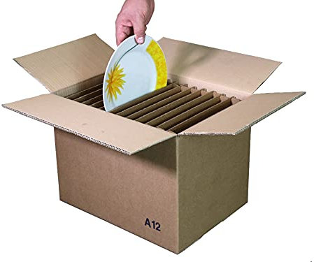 5 Scatole 12 Piatti Diametro Max 29 cm. Spessore 3 cm. Cartone 2 Onde Trasloco+Spedizione + 60 buste espanso cm. 30x30 imballo piatti