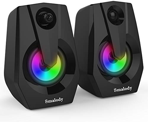 Altoparlanti Per Computer Smalody, Altoparlanti per PC Alimentati Tramite USB Cablati Multimedia Stereo, Luci RGB da Gioco Altoparlanti da Gioco Con Jack da 3,5mm per PC Desktop Laptop Monitor