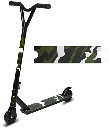 Stunt Scooter Pro Spin Street Scooter, Trick Jump Push Kick Scooter for Age 8+, ABEC-9 Bearings Rear Brake 360 Spin Trick Edition (camo)