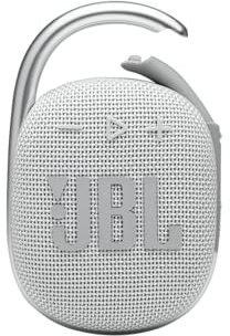 JBL Clip 4 - Portable Mini Bluetooth Speaker, big audio and punchy bass, integrated carabiner, IP67 waterproof and dustproof, 10 hours of playtime, speaker for home, outdoor and travel (White)